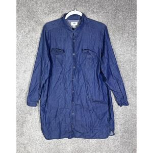 Old Navy Long Sleeve‎ Chambray Blue Button Shirt Mini Dress Womens Size 16 Plus